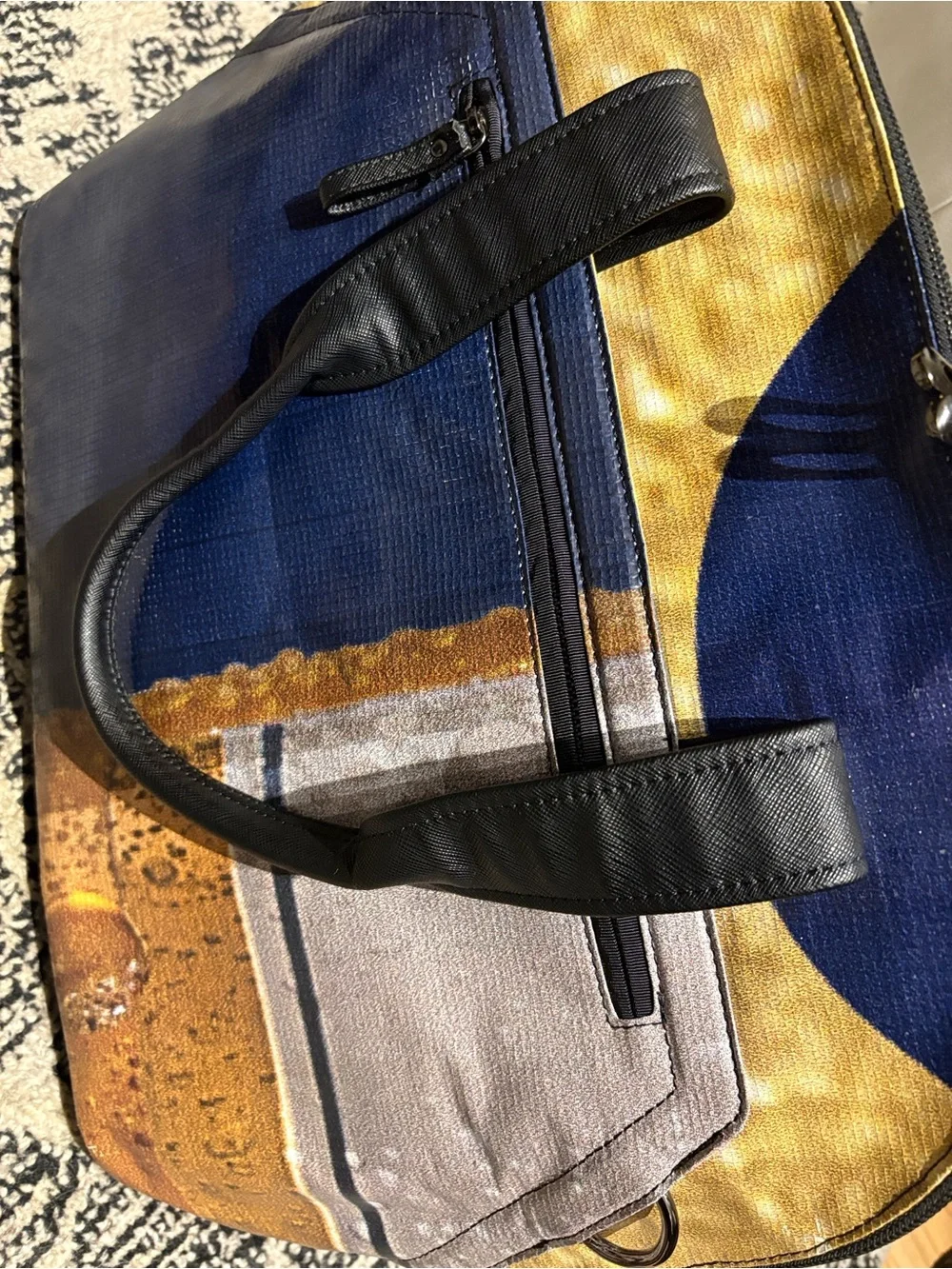 RAREFORM Men's Colorblock Canvas Tote Bag in Navy, White & Yellow
